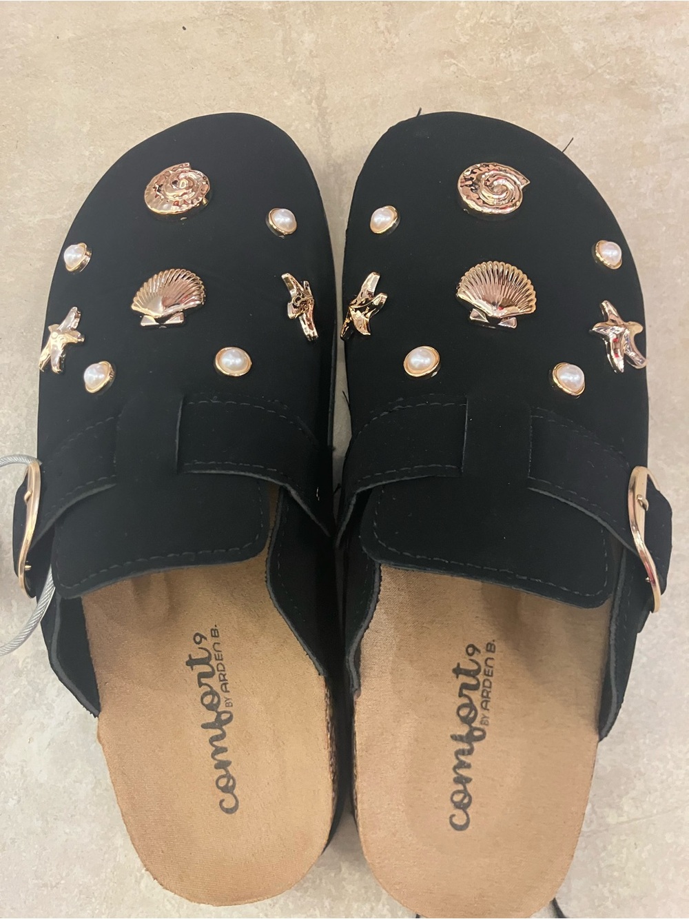 Black Embellished Slip-On Clogs